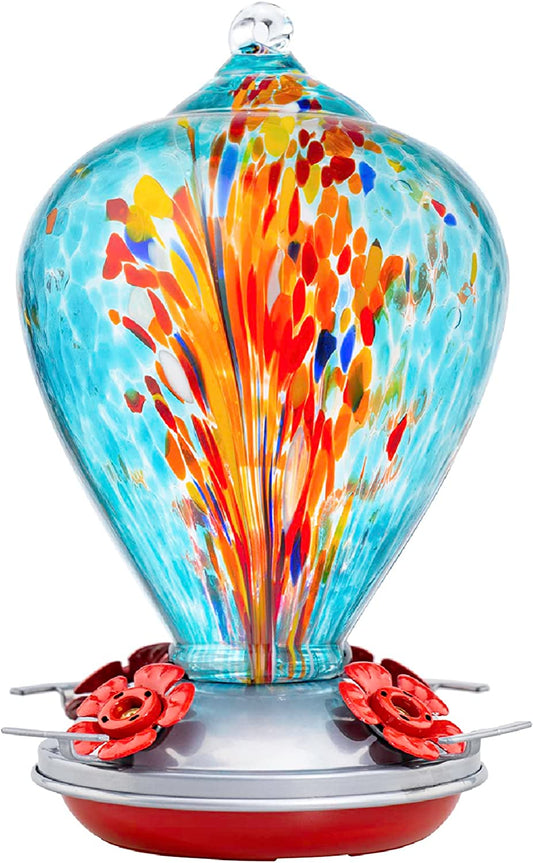 Hummingbird Feeders for Outdoors Hanging, Blown Glass Hummingbird Feeder Gifts for Women, Garden Decor Backyard Decor, Unique Gardening Gifts for Older Women, 34OZ, Comet |  Hummingbird Feeders for Outdoors Hanging, Blown Glass Hummingbird Feeder Gifts for Women,