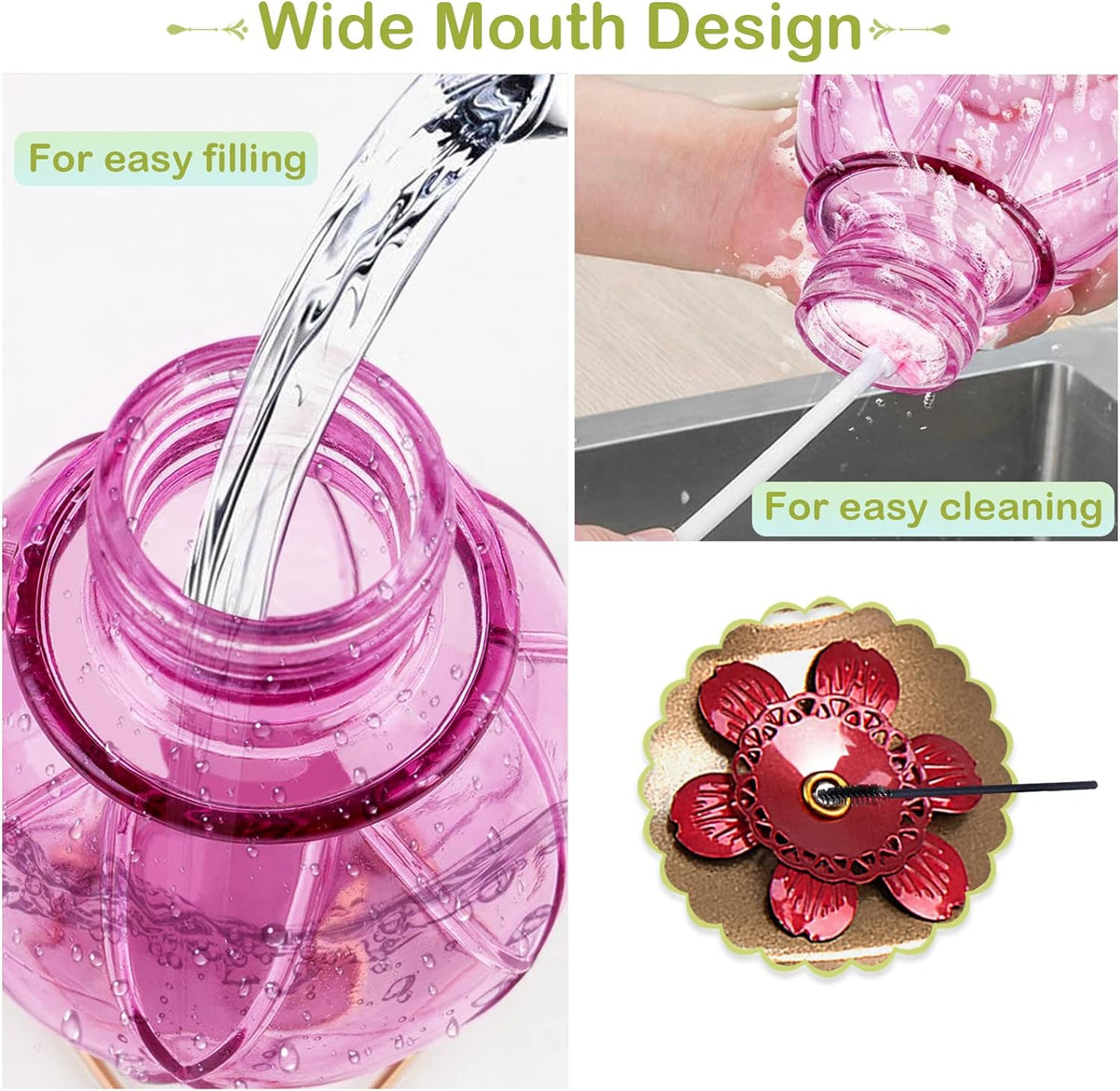 Hummingbird Feeders for Outdoors Hanging, Glass Hummingbird Feeder, Wild Bird Feeder with Five Feeding Ports, 20 Ounces, 2 Pack, Purple and Blue, Birthday Gifts for Women Men, Gifts for Mom Dad